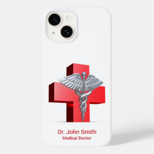 Funda Para iPhone 14 De Case-Mate Silver Medical 3D Cruz Caduceus Cruz Roja