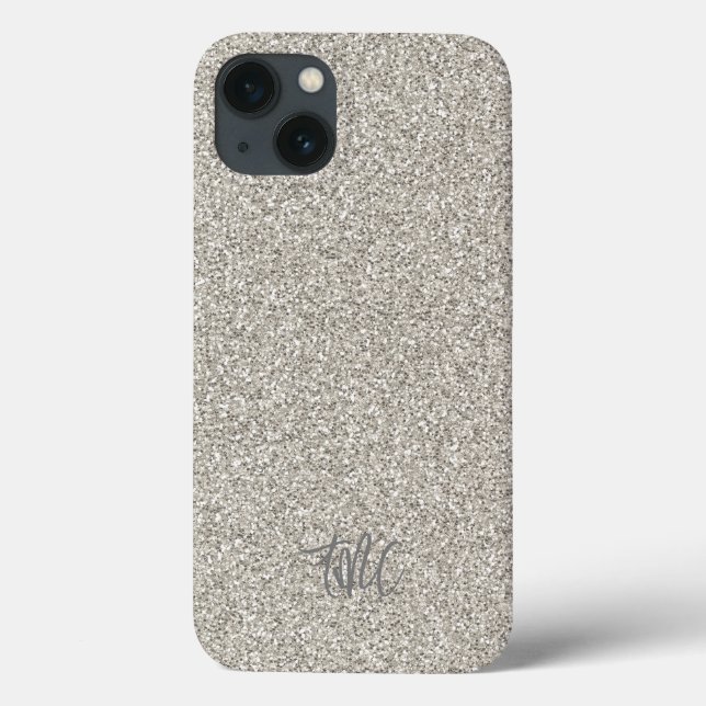 Funda De Case-Mate Para iPhone Silver Purpurina INITIALS Glam Luxury Moderno Guay (Reverso)