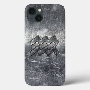 Funda Para iPhone 13 Símbolo Aquarius Zodiac Acero Plata En Problemas