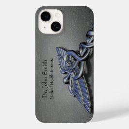 Funda Para iPhone 14 De Case-Mate Símbolo Caduceus cromado plateado médico profesion