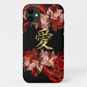 Funda Para iPhone 11 Símbolo chino de amor en fractal rojo