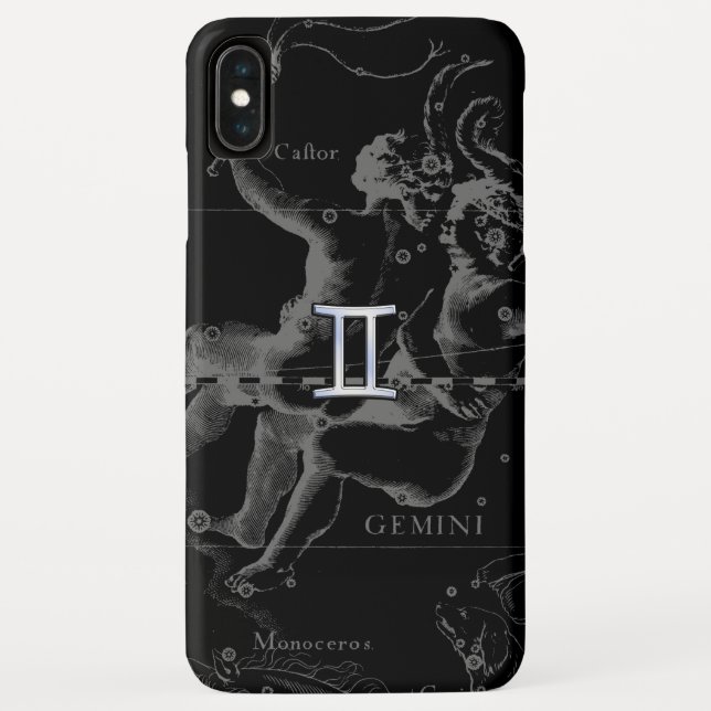 Funda De Case-Mate Para iPhone Símbolo cromado de Gemini Zodiac en Hevelius (Reverso)