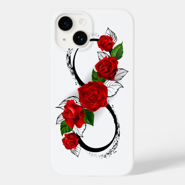 Funda De Case-Mate Para iPhone Símbolo de Infinito con Rosas Rojas (Reverso )
