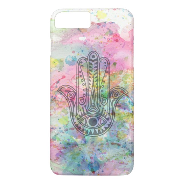 Funda De Case-Mate Para iPhone Símbolo de mano de HAMSA color agua colorida (Reverso)