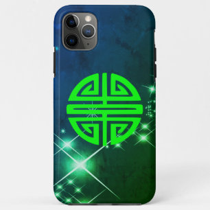 Funda Para iPhone 11 Pro Max Símbolo de prosperidad chino con destellos verdes