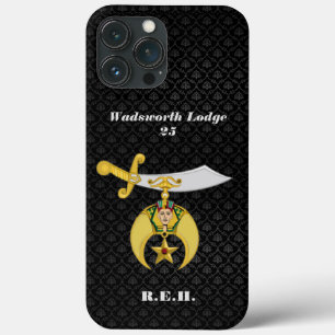 Funda Para iPhone 13 Pro Max Símbolo de reducción con patrón negro monogramado