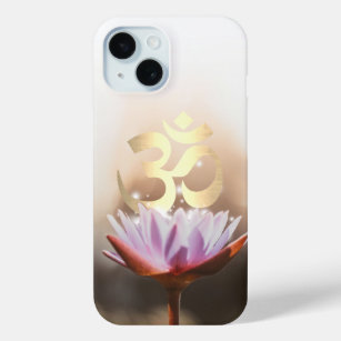 Funda Para iPhone 15 Símbolo elegante de OM de la flor y del oro de