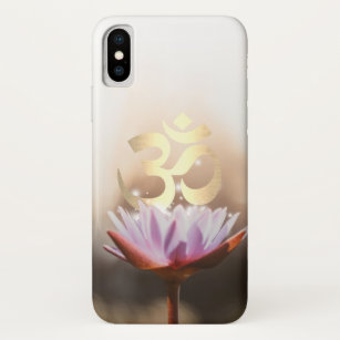 Funda Para iPhone X Símbolo elegante de OM de la flor y del oro de