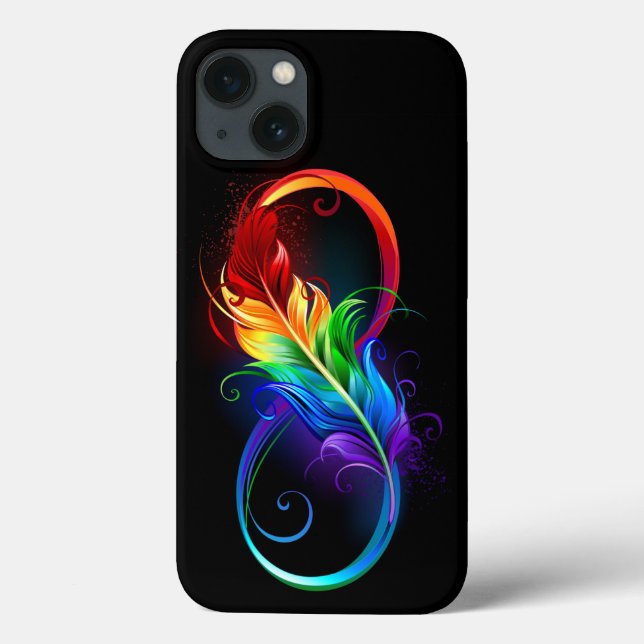 Funda De Case-Mate Para iPhone Símbolo infinito con pluma arco iris (Reverso)