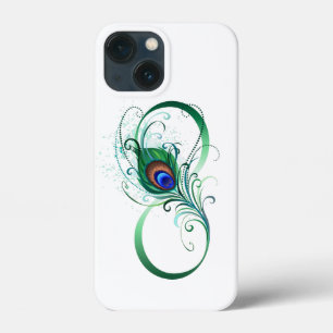 Funda Para iPhone 13 Mini Símbolo infinito con pluma de pavo real