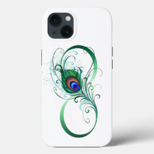 Funda Para iPhone 13 Símbolo infinito con pluma de pavo real
