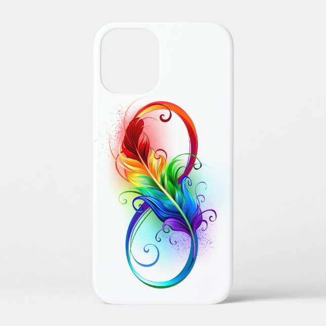 Funda De Case-Mate Para iPhone Símbolo infinito con plumas arcoiris (Reverso )