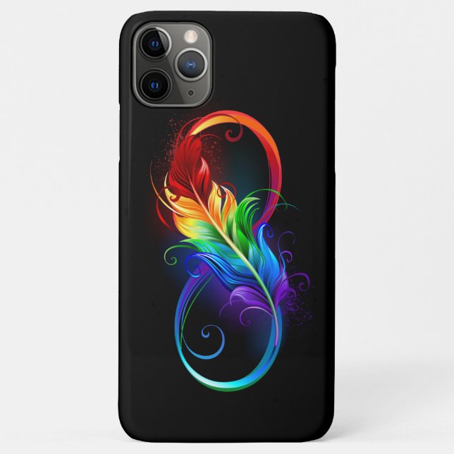 Funda De Case-Mate Para iPhone Símbolo infinito con plumas arcoiris (Reverso)