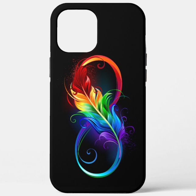 Funda De Case-Mate Para iPhone Símbolo infinito con plumas arcoiris (Reverso )