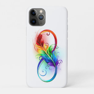 Funda Para iPhone 11 Pro Símbolo infinito con plumas arcoiris