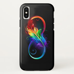 Funda Para iPhone X Símbolo infinito con plumas arcoiris