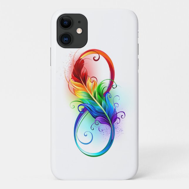 Funda De Case-Mate Para iPhone Símbolo infinito con plumas arcoiris (Reverso)