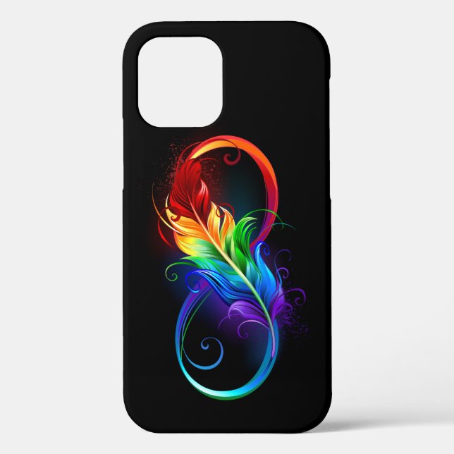 Funda De Case-Mate Para iPhone Símbolo infinito con plumas arcoiris (Reverso )
