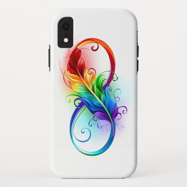 Funda De Case-Mate Para iPhone Símbolo infinito con plumas arcoiris (Reverso)