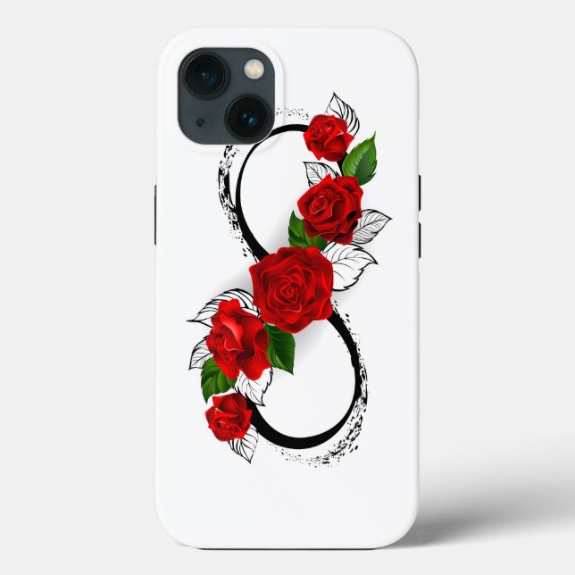 Funda De Case-Mate Para iPhone Símbolo infinito con rosas rojas (Reverso )
