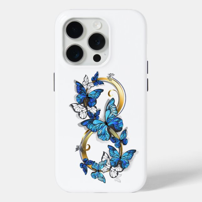 Funda De Case-Mate Para iPhone Símbolo infinito de mariposas Morpho azules (Reverso )