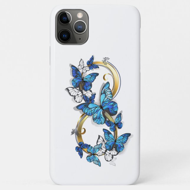 Funda De Case-Mate Para iPhone Símbolo infinito de mariposas Morpho azules (Reverso)