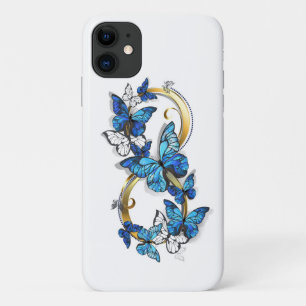 Funda Para iPhone 11 Símbolo infinito de mariposas Morpho azules