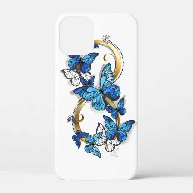 Funda De Case-Mate Para iPhone Símbolo infinito de mariposas Morpho azules (Reverso )