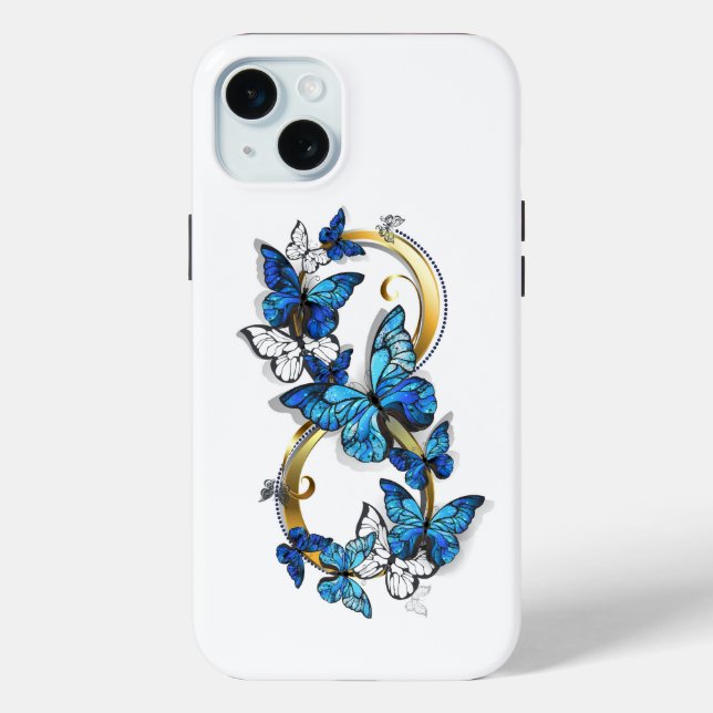 Funda De Case-Mate Para iPhone Símbolo infinito de mariposas Morpho azules (Reverso )