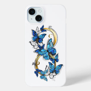 Funda Para iPhone 15 Mini Símbolo infinito de mariposas Morpho azules