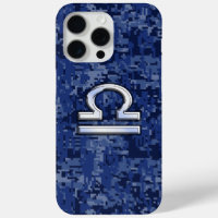 Símbolo libra zodiaco en camuflaje digital azul
