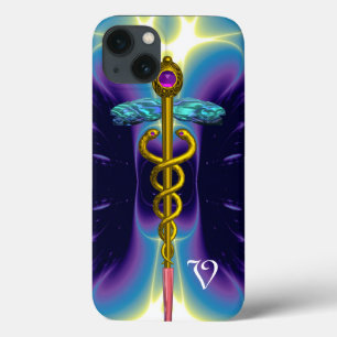 title_seo2 SÍMBOLO MÉDICO CADUCEO DE ORO, Monograma morado az