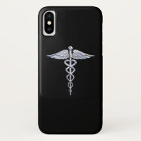 Símbolo médico de Caduceus sobre negro