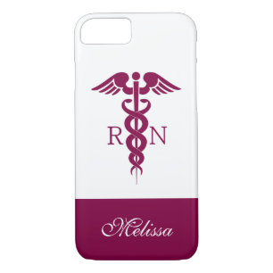 Funda Para iPhone 8/7 Símbolo médico de enfermería de Red Red Caduceus