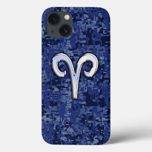 title_seo2 Símbolo moderno Aries Zodiac Navy Camo digital azu