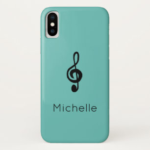 Funda Para iPhone X Símbolo musical Treble Clef verde Verde azulado