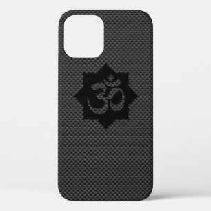 Funda Para iPhone 12 Símbolo OM Lotus Spirituality Yoga in Carbon Fibra