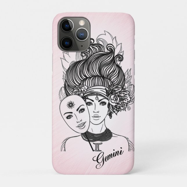 Funda De Case-Mate Para iPhone Símbolo y signo zodiacal de Géminis rosa (Reverso)