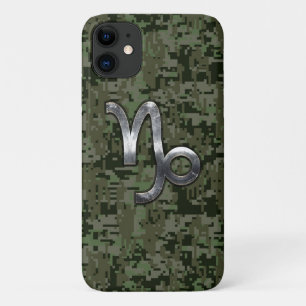 Funda Para iPhone 11 Símbolo zodiaco de Capricornio Camuflaje de Woodl