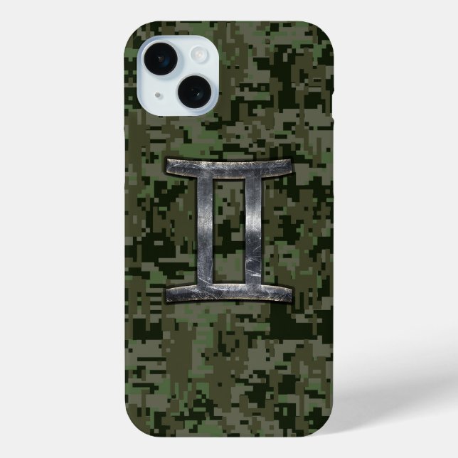 Funda De Case-Mate Para iPhone Símbolo zodiaco de Gemini sobre el camuflaje digit (Reverso )