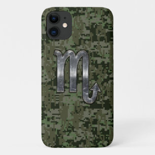 Funda Para iPhone 11 Símbolo Zodiaco Escorpio Camuflaje Digital Verde O