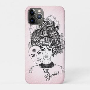 Funda Para iPhone 11 Pro Símbolo zodiaco génito y rosa Rótulo