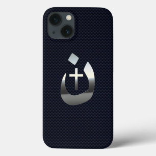 Funda Para iPhone 13 Símbolos de la Cruz Nazarene Cristiana en Azul