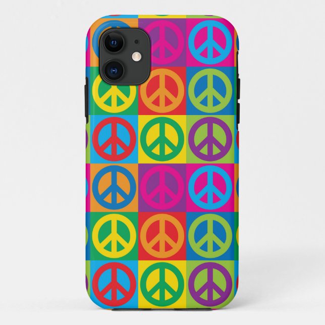 Funda De Case-Mate Para iPhone Símbolos de paz del arte pop (Reverso)