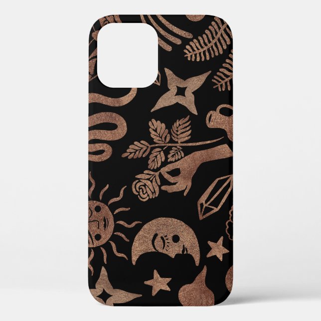 Funda De Case-Mate Para iPhone Símbolos místicos: serpiente, sol, luna. (Reverso )