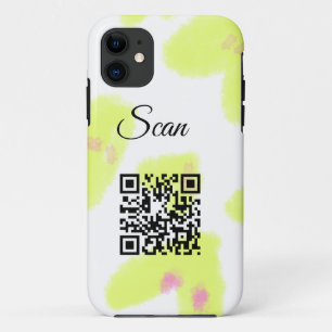 Funda Para iPhone 11 Simple amarillo acuarela agregar código Q R escane
