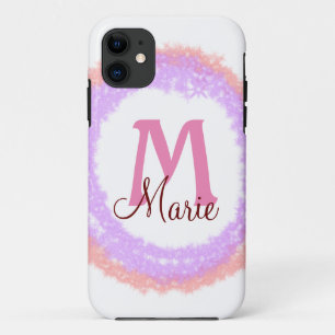 Funda Para iPhone 11 Simple brillo de purpurina colorido agregar nombre