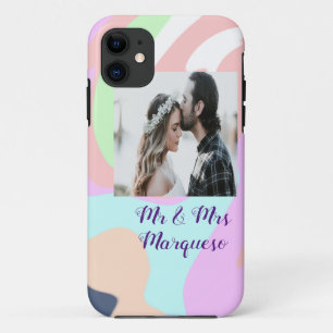 Funda Para iPhone 11 simple minimal añade tu nombre foto pintura pastel