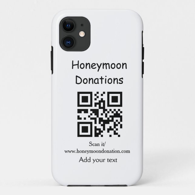 Funda De Case-Mate Para iPhone Simple minimal honeymoon donations wedding q r cod (Reverso)