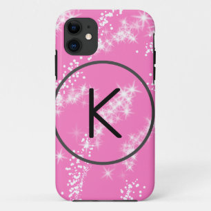 Funda Para iPhone 11 simple minimal monograma blanco purpurina agua